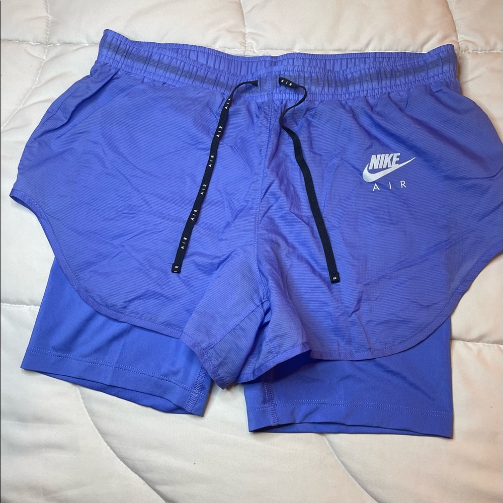 Nike, Running shorts with tights attached, Size: Small, lilac/ blue